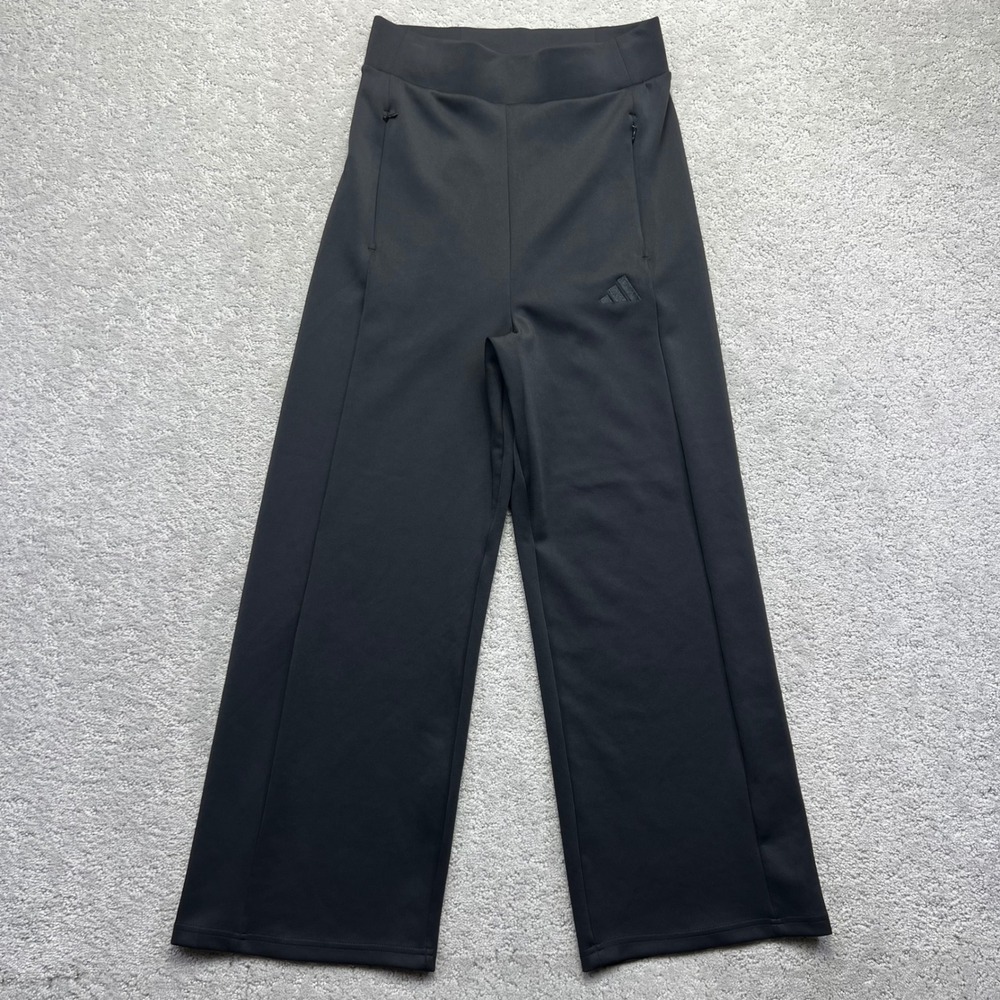 Adidas Active Wide Leg Pants Womens Small Black High Waist Athletic Yoga JY9046